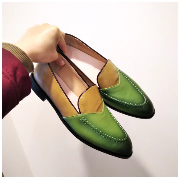 

Men's Dress Shoes All Season Flat Heel Green Faux Leather Brogues Men's Shoes Pointed Toe Lace Up Business Shoes Men