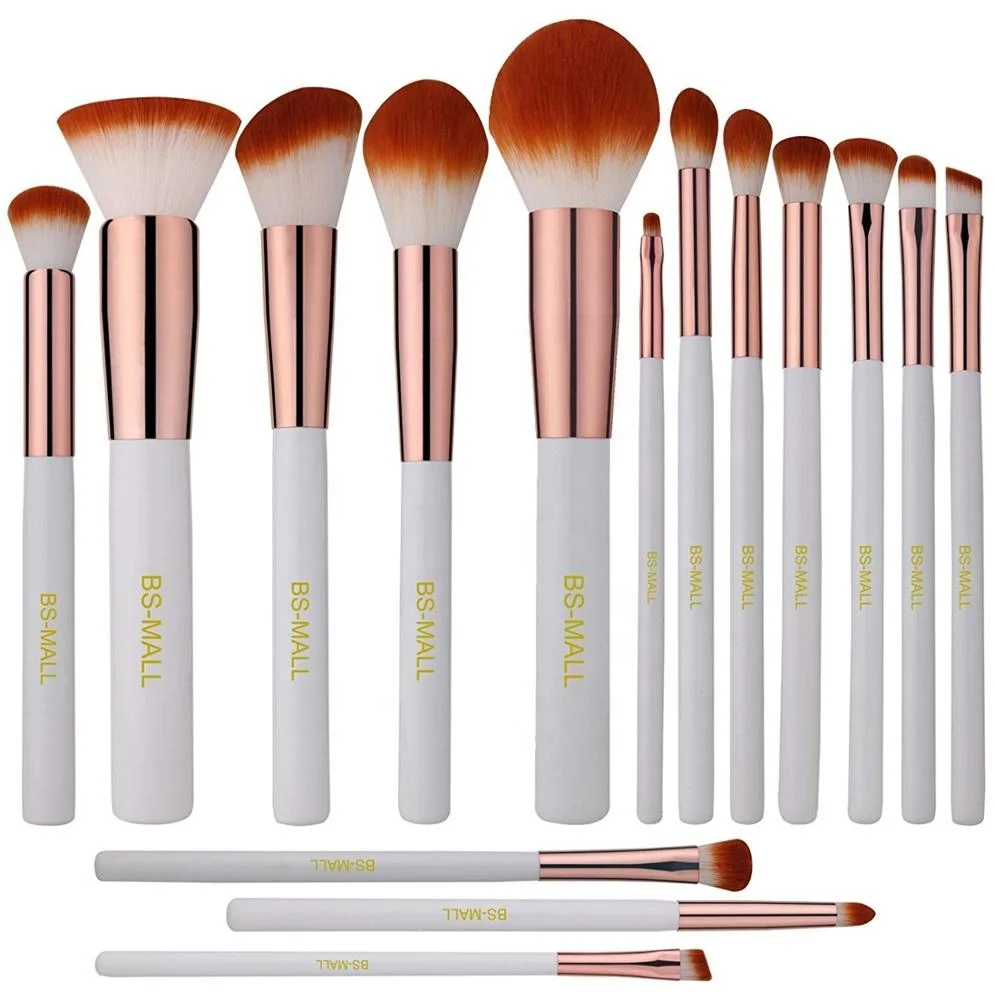 

Professional 15PCS BS-MALL makeup brushes gift set White handle Synthetic Makeup brushes set custom logo blending makeup brushes