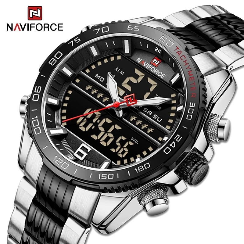 

Naviforce 9195 s Men's Watch Top Brand Leisure Clock Dual Display Waterproof Led Luminous Classic Sport Watch for men Reloj