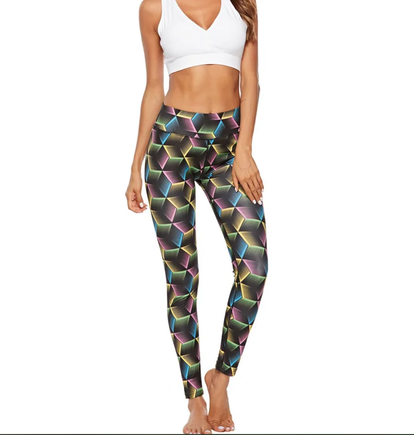 

Hot Selling Aliexpress 2020 Custom Fashion Self Cultivation Printed High Waist Nine Points Active Wear Yoga Pants