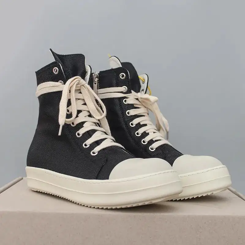 

New Wholesale Casual Custom Canvas Flat Canvas Casual Womens Men's Plus Size Pink Rick Owens High Boots Martin Boots Shoes