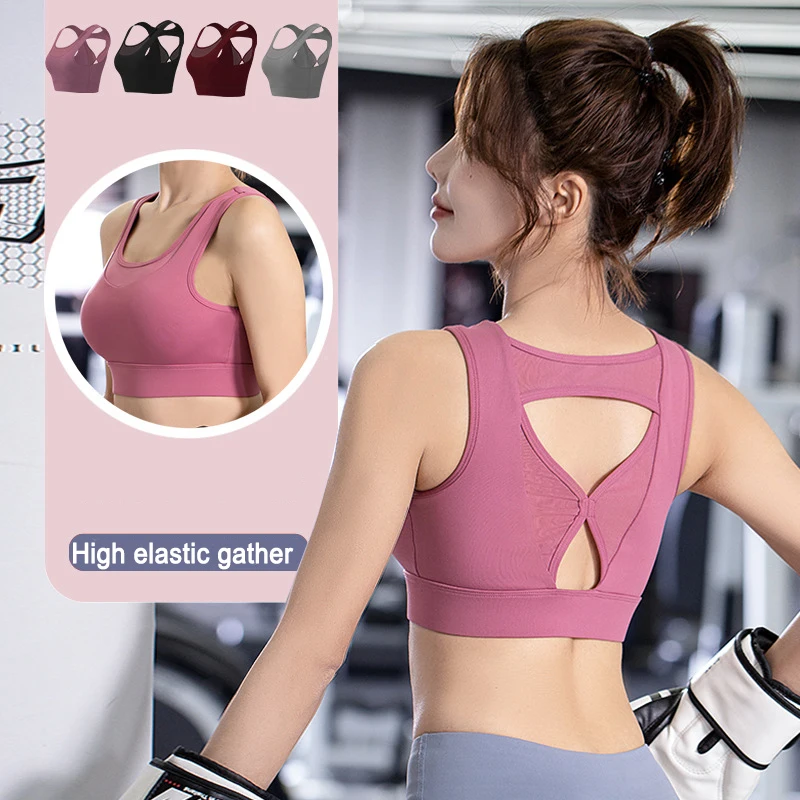 

Strappy Sports Bra for Women, Sexy Crisscross Back Medium Support Yoga Bra with Removable Cups, As picture