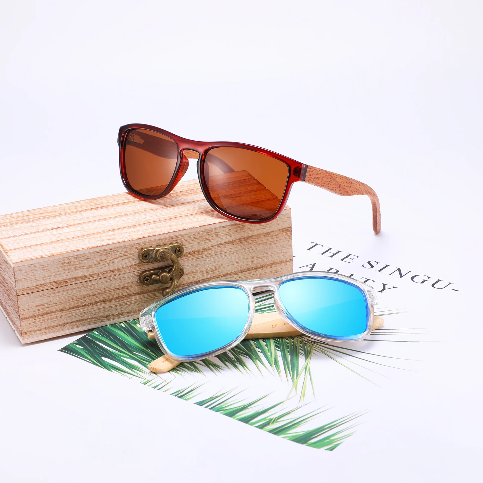 

Ecofriendly ebony square men shades sunglasses mirror lens Bamboo wooden polarized sunglasses
