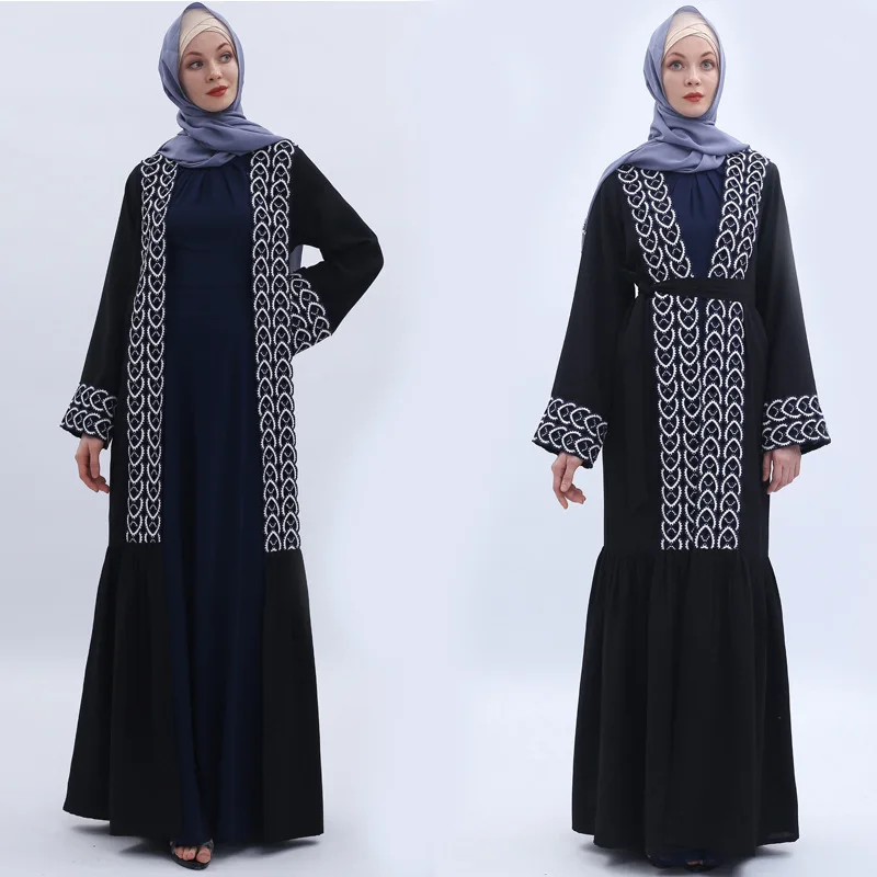 

LSY174 breathable flax fabric hijab dress Islamic Clothing Fashion Front Open Kimono Arabic Style Dubai Muslim Abaya, Shown