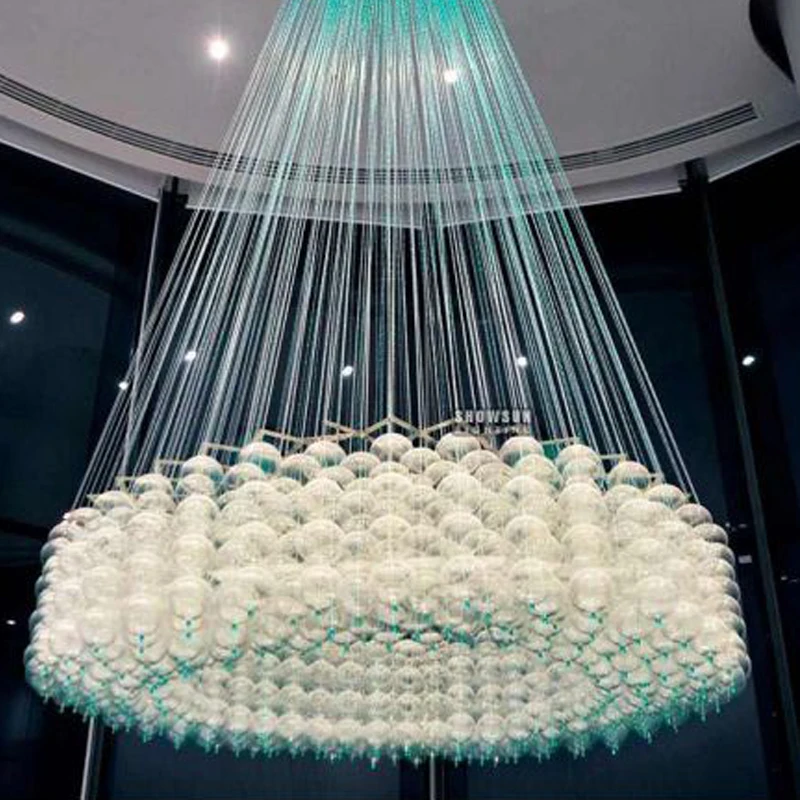 Modern luxury large round ceiling mounted lighting pendant lights crystal chandelier