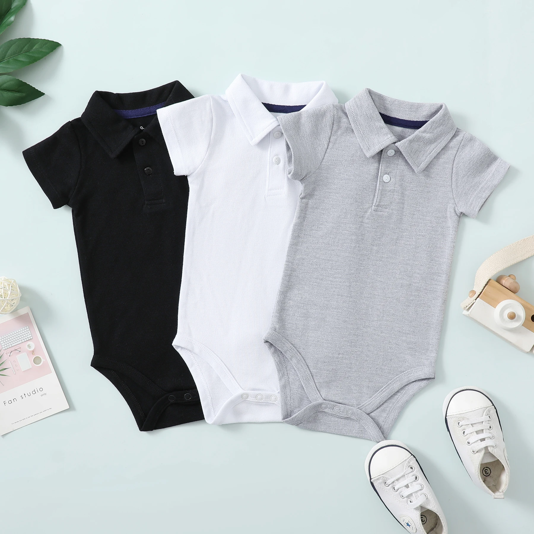 

Baby Boy Summer Clothes 2022 Newborn Collared Polo Blank Short Sleeve Cotton Baby Boy Gentleman Clothes Baby White Bodysuits