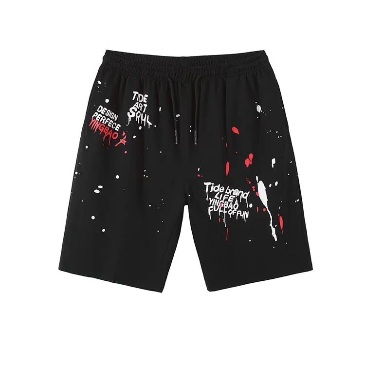 

Summer Casual French Terry Spash Printed Shorts Plus Sizes for Men in Stock, Black/cutomized