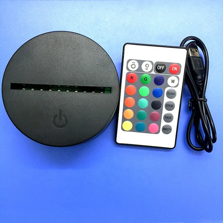 
white black crackly lame base 3D LED Night Light remote control the colorful ABS 7 Color Changing round base 3d led lamps base 