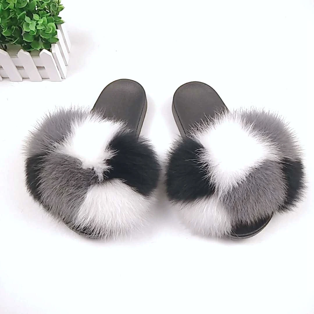 

Cheap luxury and comfortable fur slippers, fox faux fur slippers, custom-made brand-name fur slippers in any color, Customized color