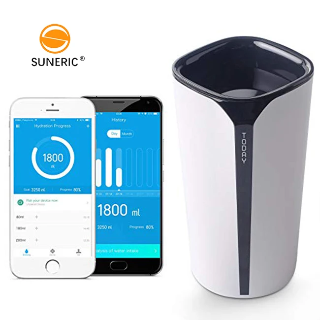 

HealthKit connection drinking mug app bpa free water bottle tritan smart cups drink, White