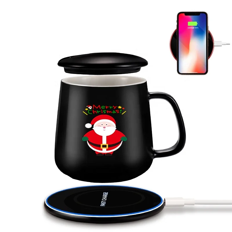 

Fast delivery 55 Degrees Constant Temperature Smart Heating 2 in 1 Usb Constant Coffee Warmer Mug Cup with QI Charging