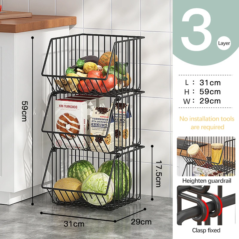 

Portable 3 tier kitchen vegetable storage rack or fruit storage rack