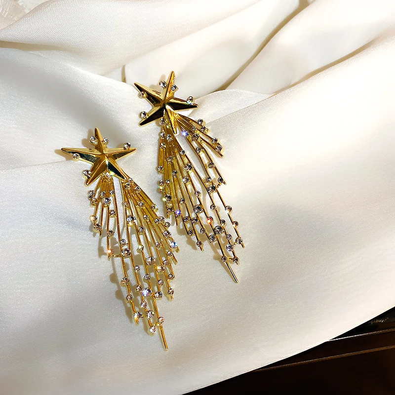 

2021 fashion trendy crystal star earrings women