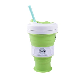 Image of Custom Drinking Double Wall Cups-Mugs Travel Camping Mugs Foldable Silicone Portable Reusable Collapsible Coffee Cup With Hook