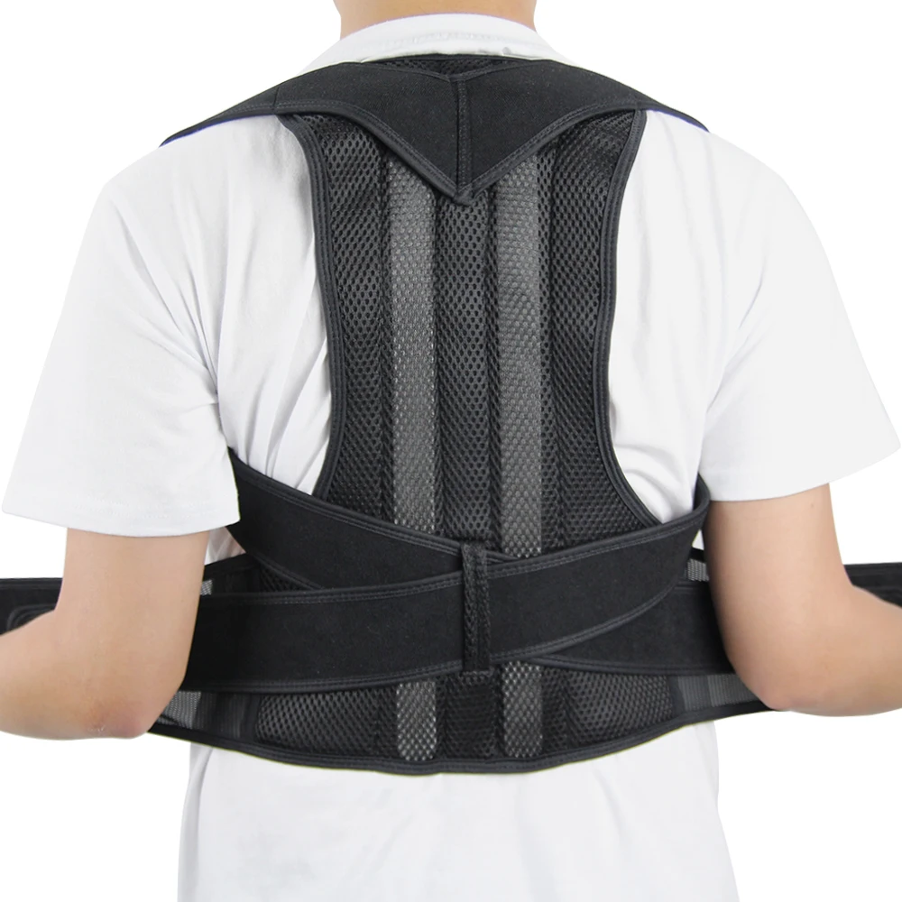 

Polyester lumbar shoulder support belt back support brace for back correction, Black