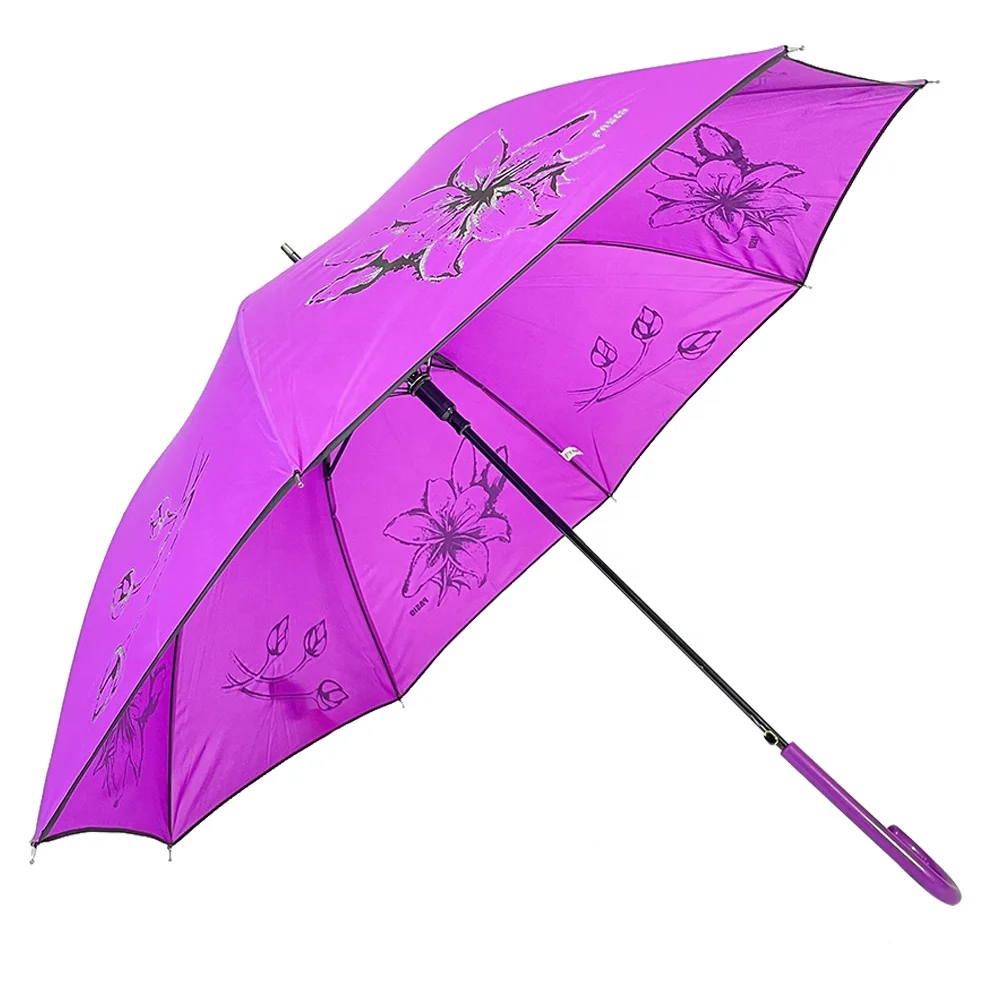 

Ovida Xiamen Factory Umbrella Custom Logo Prints Purple Umbrellas For Ladies