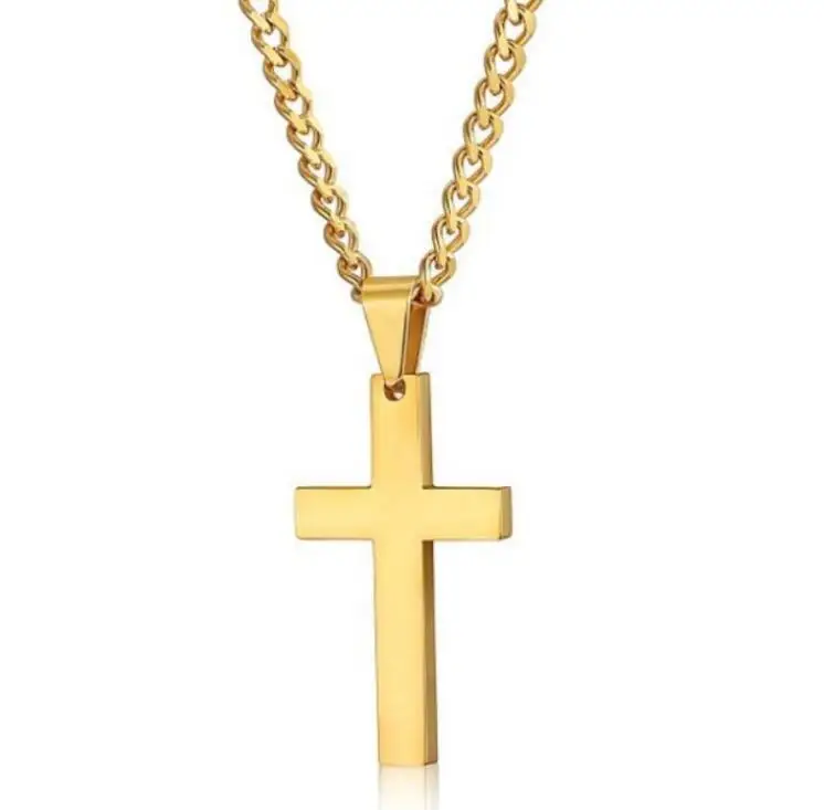 

2022 Factory Direct Fashion Cross Pendant Necklace Punk Jewelry Chain For Men Women boys Anti-ChristianJesus Gift