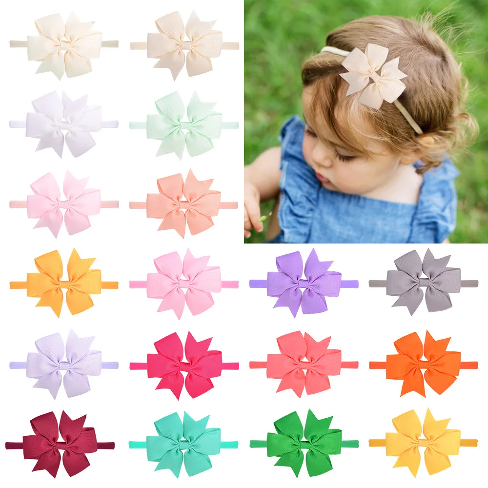 

Free shipping children's headdress handmade dovetail ribbon bow hair band baby thin nylon headband hair accessories 304, Picture