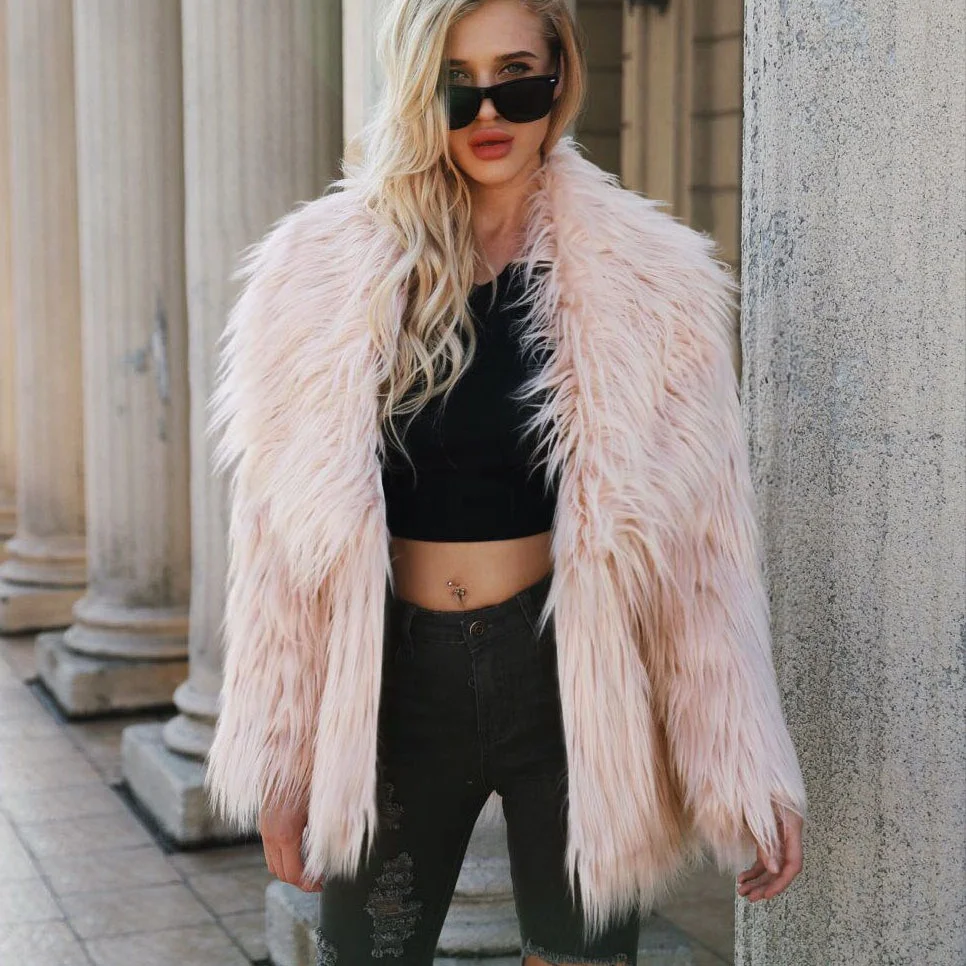 

B24092A New design autumn and winter women's fur coat long-sleeved women's coat fur coat