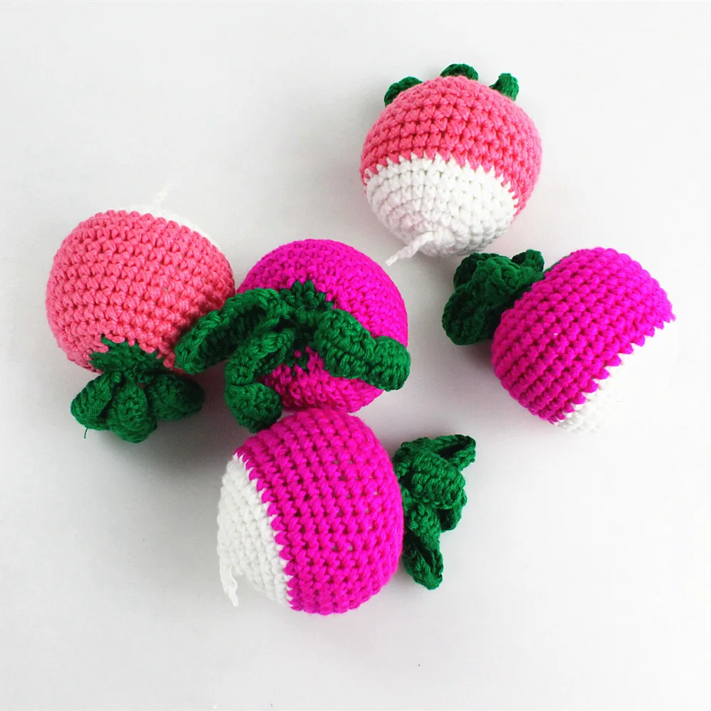 Cute Crochet Carrots Apple Baby Doll Toy Hand Knitted Fruits And
