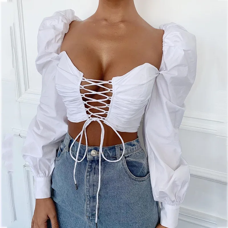 

LB1041 Wholesale Sexy Women Long Sleeve Tshirt Corset Cropped Tank Crop Top