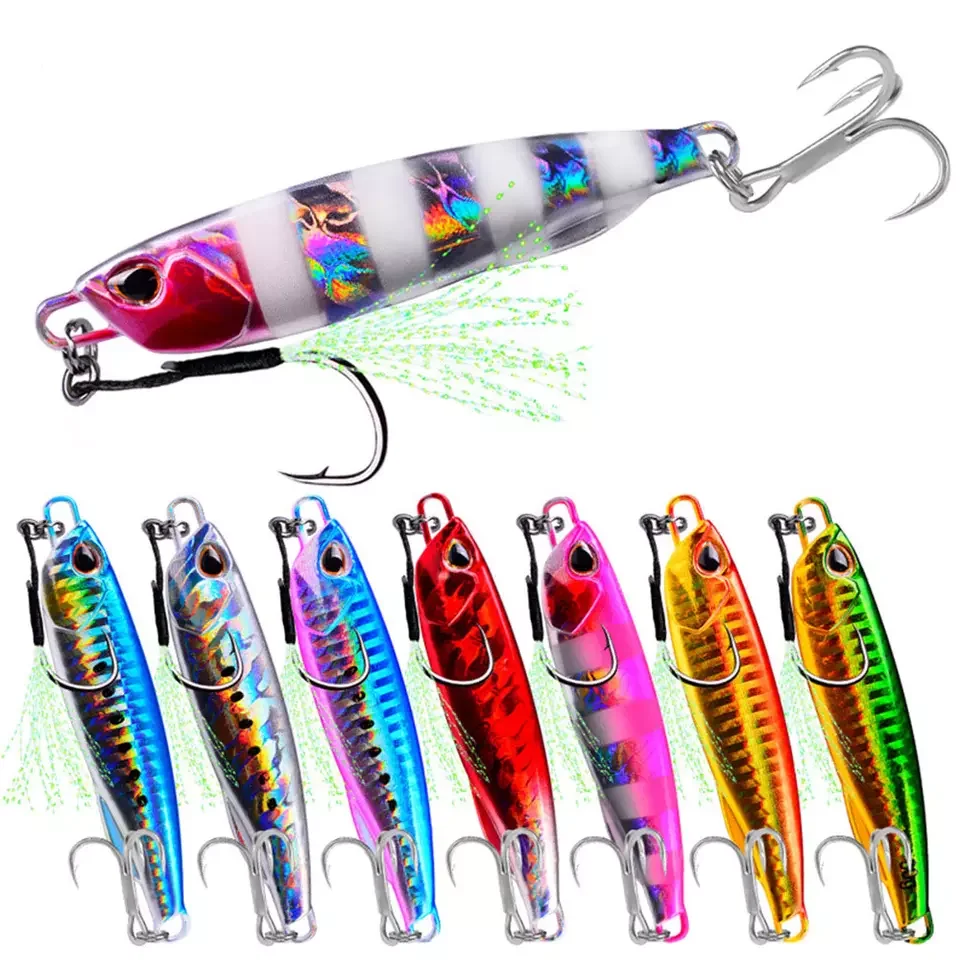 Newbility 10g to 60g Slow Sinking Metal Jig Fishing Bait Saltwater Luminous Fishing Lure