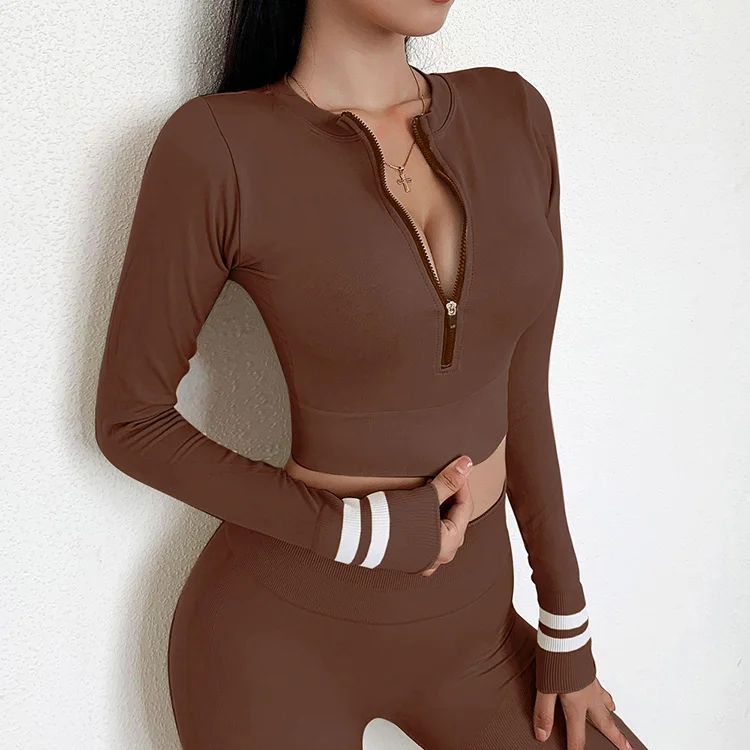 

Hot long sleeve crop top women sportswear women fitness yoga wear gym wear set yoga suit sport wear workout set gym clothing, Oem colors