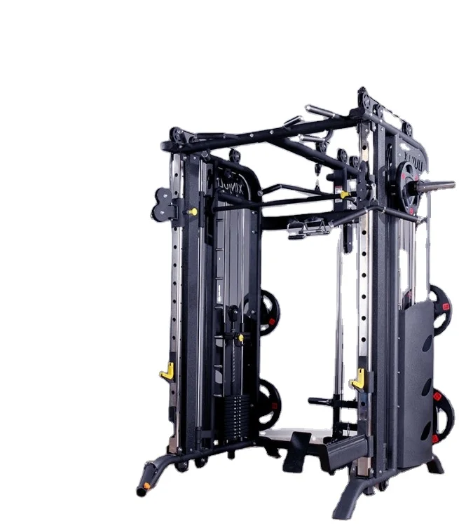 

Multi-functional fitness equipment smith machine with weight stack