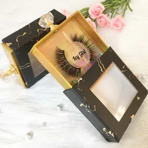 Low MOQ custom logo eyelash case with crystal handle full strip lashes3d wholesale vendor 2