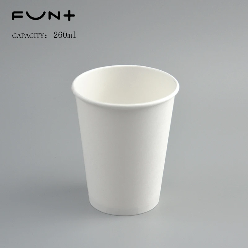 
Factory sales 260ml 8OZ single wallpaper cup disposable white paper coffee cup, Customizable printed logo 