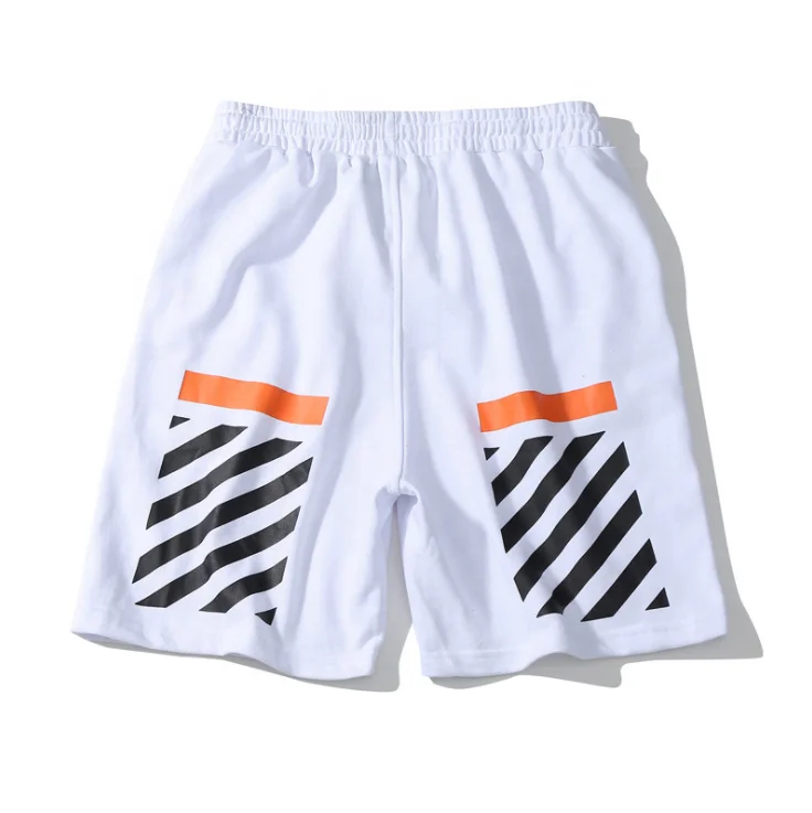 

Luxury Hip Hip Street Shorts Yong Men Loose Breathable Sports Five-Pants, Black, white