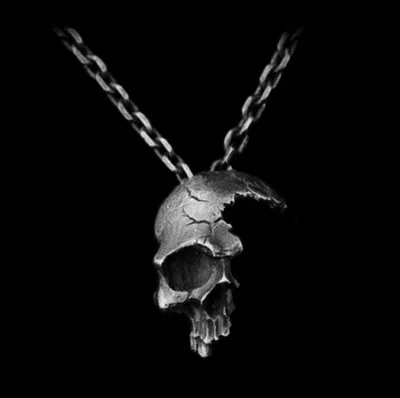 

2021 New Vintage Goth Style Gold Plated Pendant Necklaces With Link Chain Gothic Half Skull Necklaces For Men's Jewelry, As picture show
