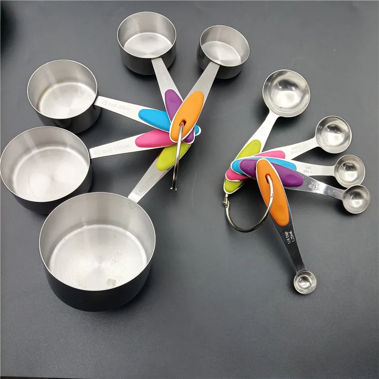 

New product 2022 stainless steel measuring cup 5pcs measuring cups and spoons cutlery measure cup, Sliver