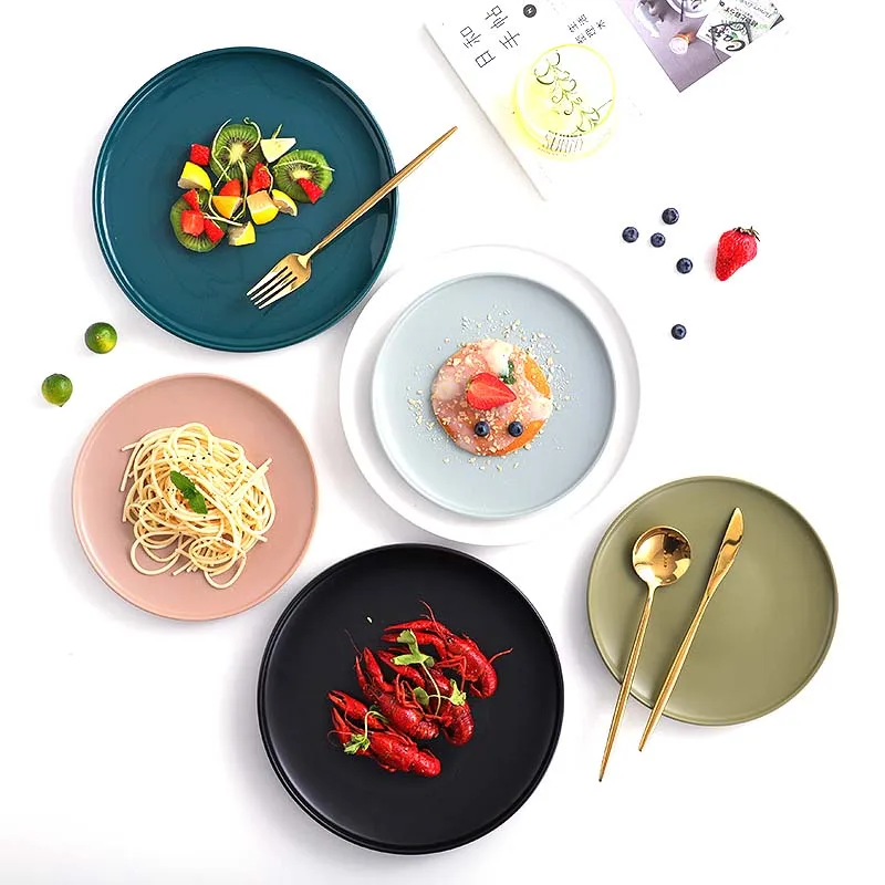 

Nordic Dinnerware Irregularity Colorfu Pasta Dish Ceramic Dinner Steak Plates for restaurant