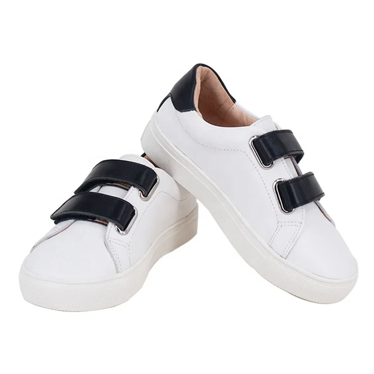 

Choozii Child Footwear Sneakers Girls Shoes Custom Logo Simple Style White+black Full Grain Leather GENUINE Leather Kid Shoes, White+black/accept customized kid shoe