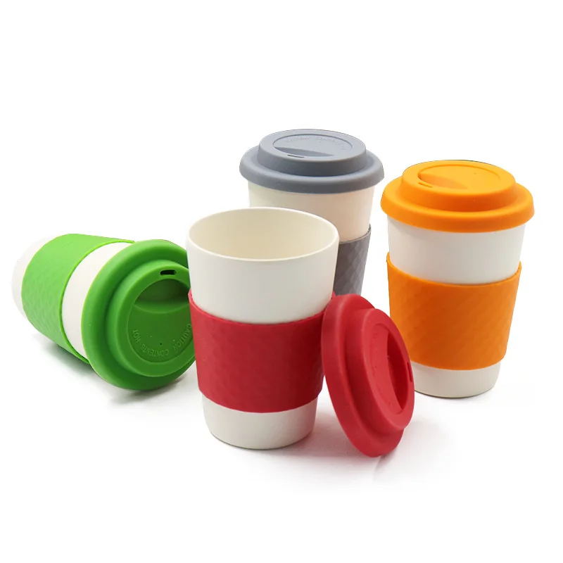 

Wholesale Disposable 350/470ml Coffee Mug Eco-friendly Customize Reusable Bamboo Fiber Coffee Cup