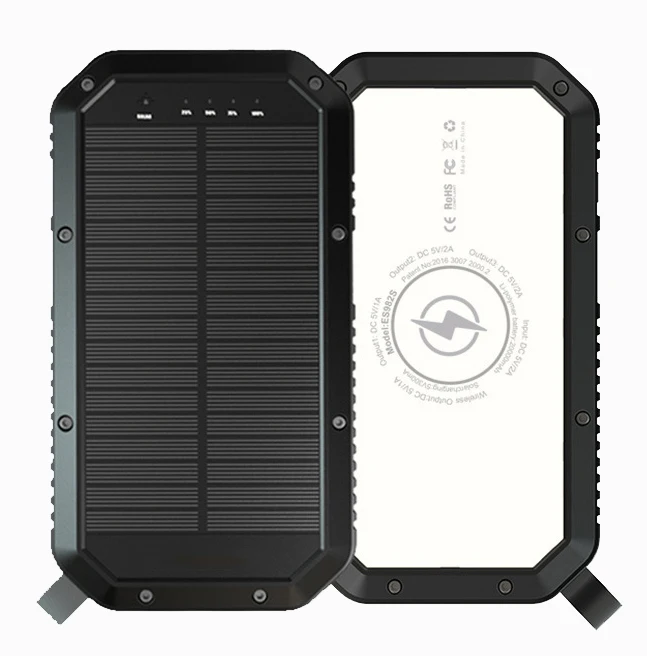 

Lit Waterproof Wireless Charging Solar Power Bank Big Capacity 20000mah for Outdoor Camp