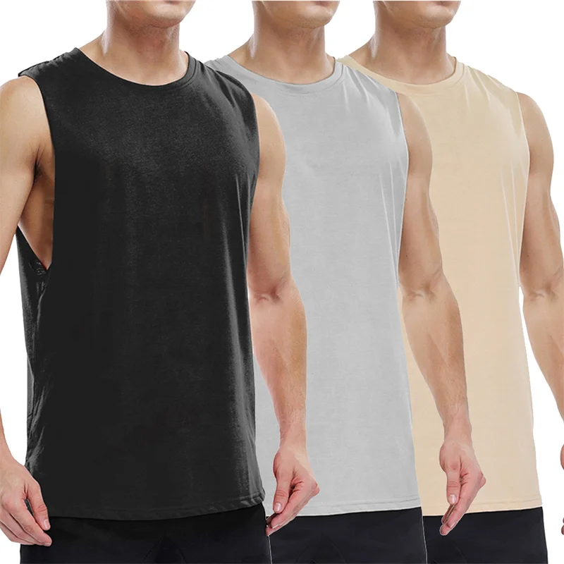

XLL-Factory wholesales solid color custom logo casual gym fitness men's tank tops