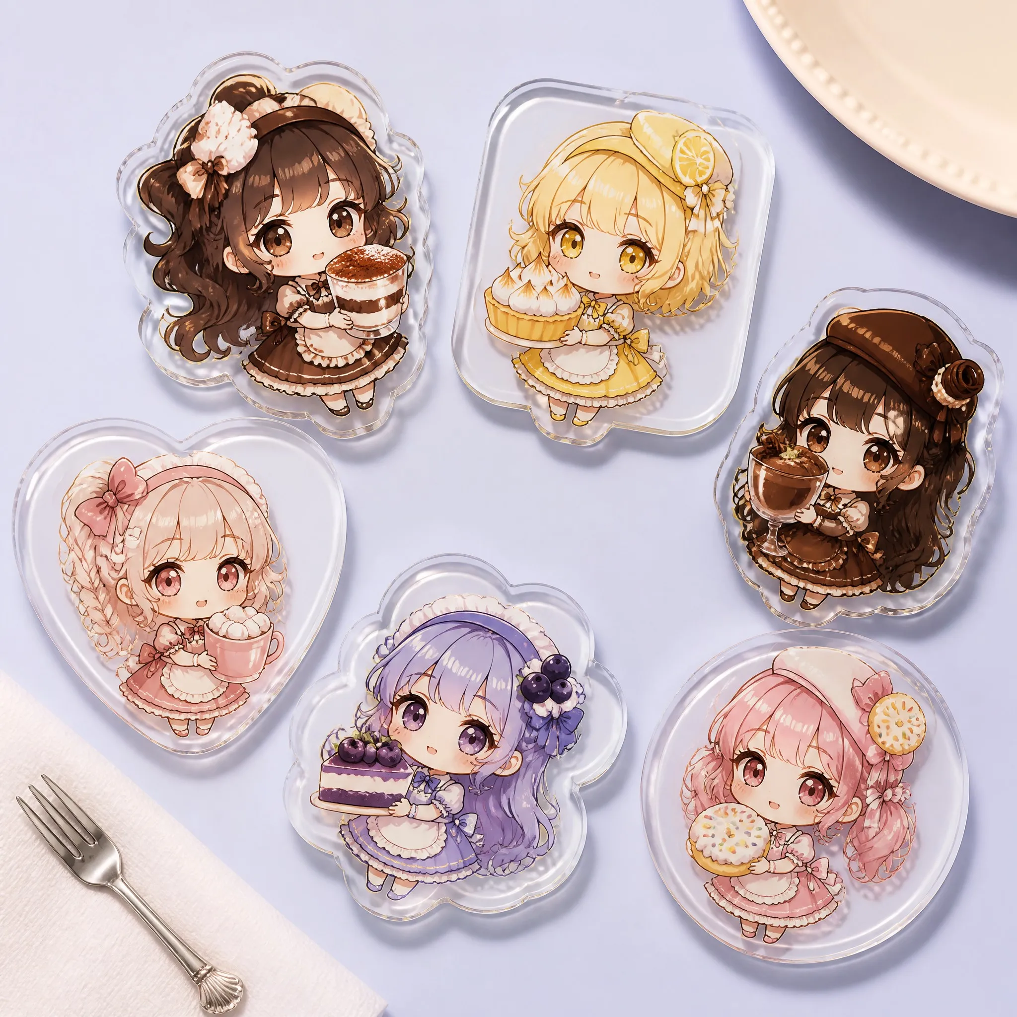 Multiple Acrylic Phone Grip Contour Frames: Tiramisu Cloud, Lemon Tart Square, Marshmallow Heart, Blueberry Chiffon Flower, Donut Circle
