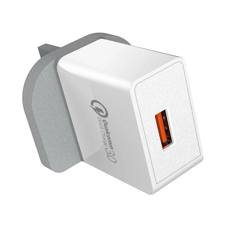 
Wholesale phone charger head qc3.0 fast charging head black/white usb phone charger head for UK 