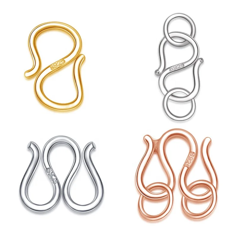 

Silver S Clasp plus double hoop bracelet, Gold