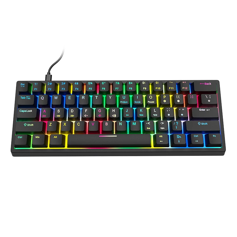 

COUSO Ready to Ship Mini 61 Keys wired Gaming Professional Teclado Gamer teclado sem fio RGB Light Backlit Mechanical Keyboard