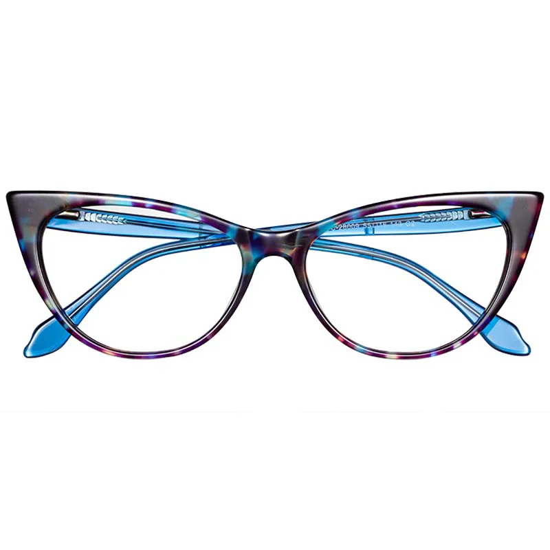 

China Wholesale 2021 Latest Fashion Color Decorative Pattern Unisex Acetate Full Rim Cat Eyewear, Optical Eyeglasses frames