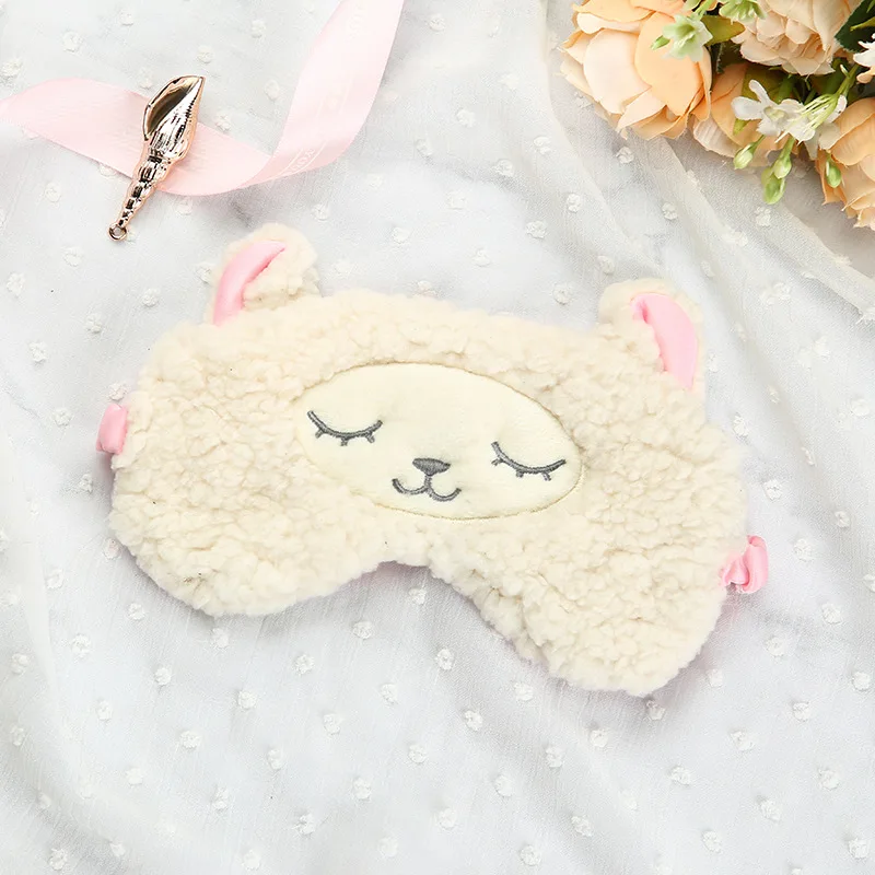 

Sheep Design Sleeping Mask Soft Plush Fur Blindfold Eye Cover for Women Girls, Multi