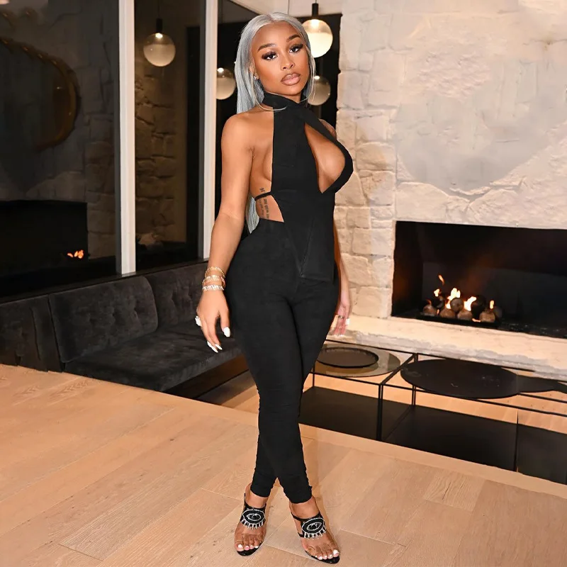 

Sleeveless sexy backless fashion casual suit two piece set