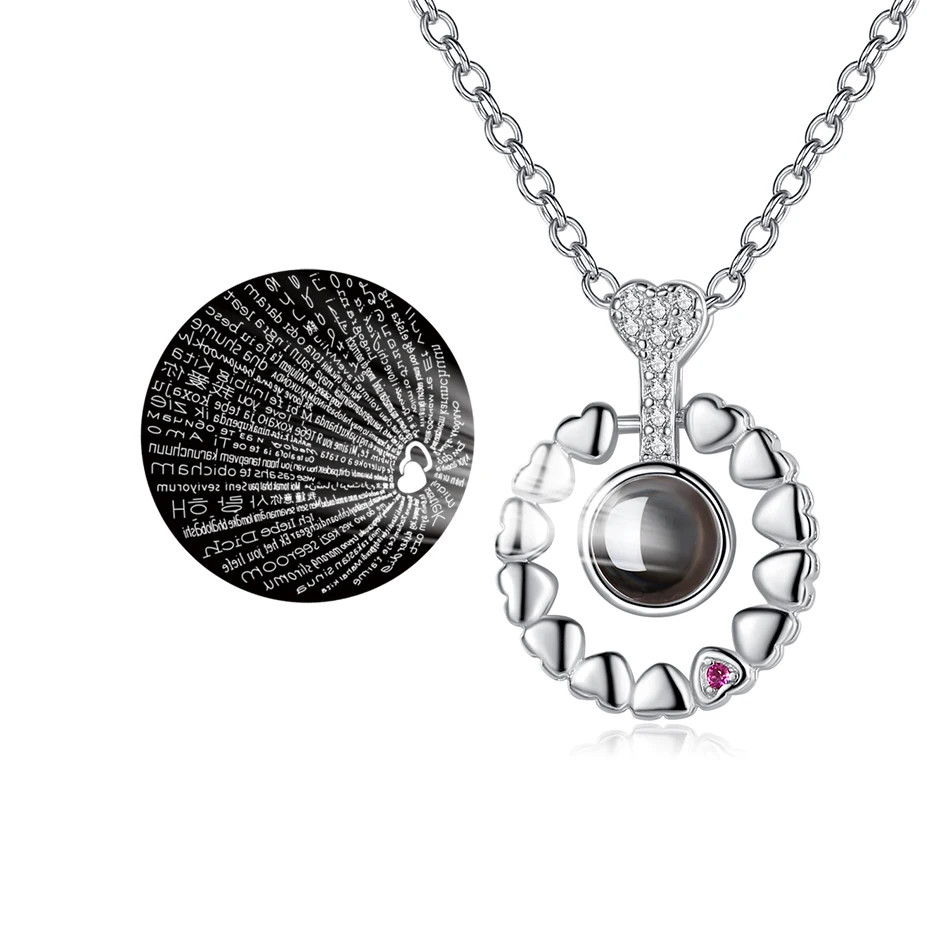 

New Fashion 925 Sterling Silver Necklace 100 Languages I Love You Pendant Necklace for Women Romantic Wedding Necklace