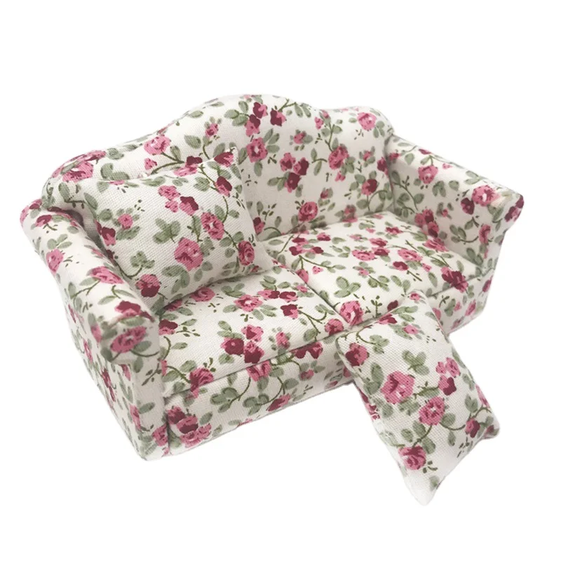 

1:12 Miniature Soft Sofa For Dolls Mini Furniture Toys Dollhouse Pretend Play Toy