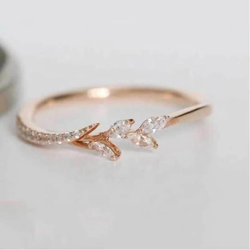 

Simple Hot Sale Fashion Flower Branch Shape Decorative Ring