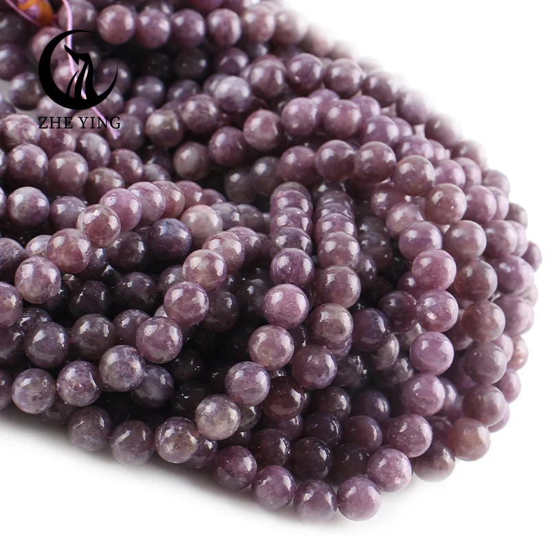 Zhe Ying 6mm 8mm 10mm gem lepidolite beads round natural stone beads stone Natural green purple mica lepidolite stone beads