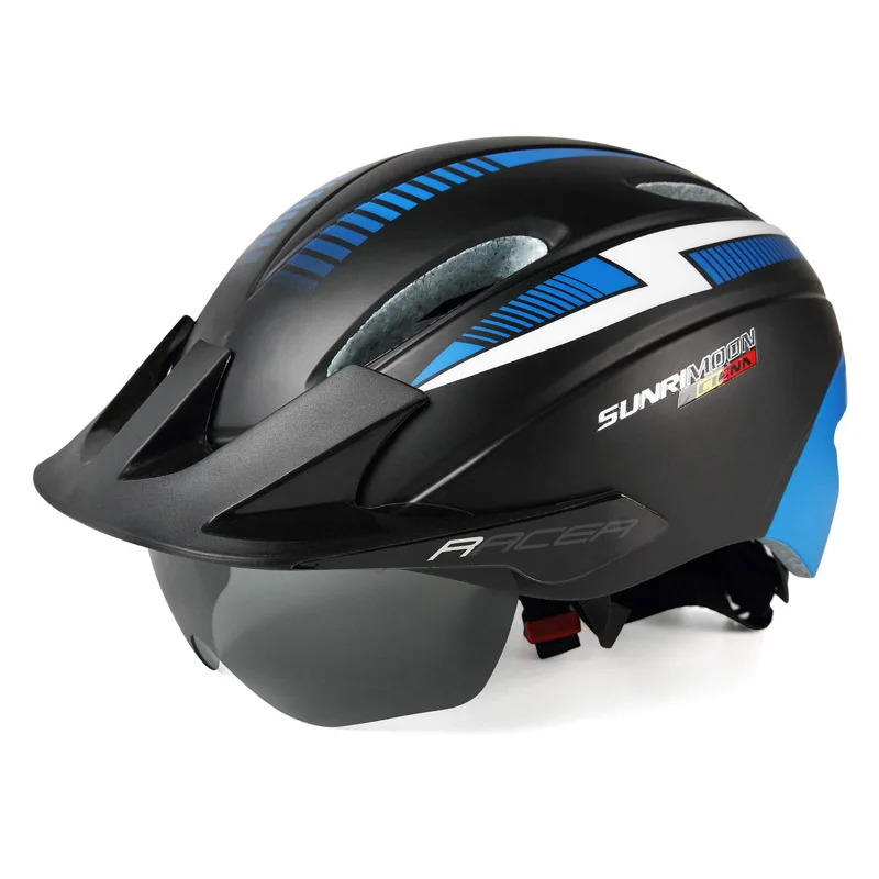 

Custom Riding Mtb Bicycle Helmet Adults Mountain Road Bike Cycling Helmet Road Sports Bike Helmets With Sun Visor Goggle, Black